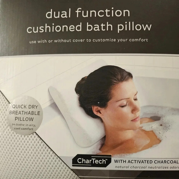 Microdry Bath Pillow Dual function Cushioned  Soft Quick Dry 12x12 - Picture 3 of 5